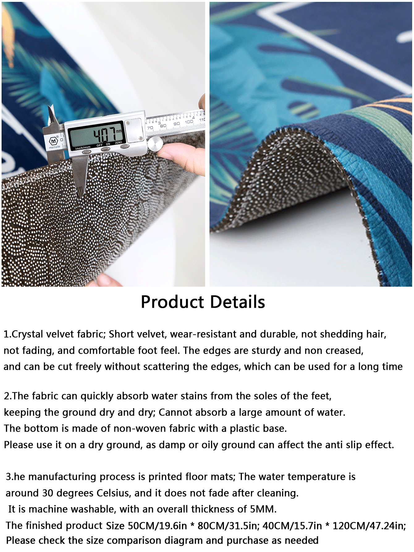 1pc Christmas Happy Red Carpet Water Absorption Non-slip Mat Short Plush Doormat - Red Violet - View 4