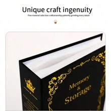 1 件蓝色烫印相册带塑料页，复古 4d 大 6 英寸，100 张，适用于婴儿和儿童照相馆婴儿洗礼复活节礼物，适合女孩/男孩 - 藍色 - 查看 4