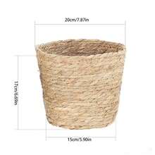 1pc Brown Straw Flower Pot Nordic Style Straw Garden Type Flower Arrangement Woven Flower Basket Storage Home Living Room Desktop Decoration