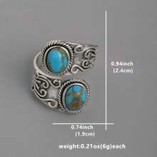 1 Miếng Đúng mốt Creative Phong cách Bohemian Retro Nhẫn Với Thiết kế độc nhất - Màu Bạc Cổ - Xem 4
