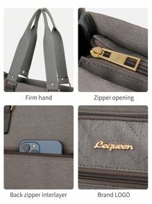 1個牛津布嬰兒尿布包,大容量多層隔間媽咪袋,適用於旅行和日常使用 - 灰色 - 查看 4