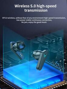 耳塞式tws呼吸燈具有無感應延遲聆聽語音和適用於電子競技遊戲的無線耳機套裝,擁有led運動燈光,立體聲效果,超長電池壽命和高清通話,可在開機後立即連接 - 黑色 - 查看 3