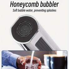 1入防濺灑廚房水龍頭,4合1 360°普遍旋轉節水器瀑布式出水口,通用接頭可用於加壓延長水龍頭,適用於廚房、浴室和戶外花園