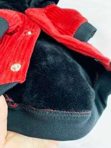 1 件装小狗冬季保暖连帽衫，全印花可爱户外新年红色厚保暖内衬 - 紅色 - 查看 8