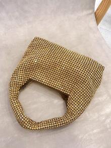 JIOMAY 閃爍鑲鑽手拿包,配有結繩,適合晚宴穿著,還有鑽石和金屬配件 - 金色 - 查看 5