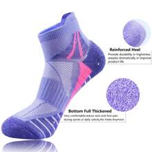 6 Paar Damen Sportstrümpfe, mehrfarbige Mesh atmungsaktive Knöchel Sneaker Socken mit dicker Polsterung und Stoßabsorption, geeignet für Fitnessstudio, Sport und Alltag