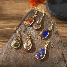 波西米亞風格皇帝石水滴造型耳環,多色與包裝設計,18k鍍金,時尚個性化,絕美禮物,適合女友、家人或節日贈禮 - 耳環 - 查看 4