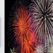 2入組多色新年煙火元素印花綢緞帶袋窗簾,適用於家居裝飾-卧室、辦公室、廚房、客廳和書房 - 彩色 - 查看 3