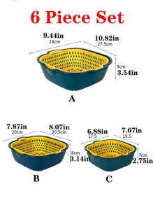 2 piezas Cesta de drenaje de doble capa - Azul - Ver 3