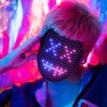 Máscara Cambia Caras Con Luces Led Sensibles Al Movimiento, Perfecta Para Usar En Carnavales, Fiestas Dj Y Bares Como Accesorio - Negro - Ver 4