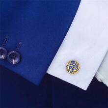 Gemelos De Laca Con Patrón Redondo Para Hombre, 2 Uds., Gemelos Para Camisa A La Moda