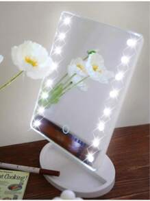 1 Piece White LED Travel Makeup Mirror With Touch Sensor & Rechargeable Battery - White - View 5