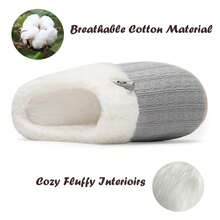 NineCiFun Women's slippers antiskid home cotton slippers memory foam slippers outdoor indoor warm comfortable plush lining bedroom slippers - 淺灰色 - 查看 5