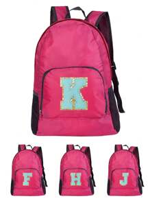 可折叠背包便携式旅行露营徒步旅行折叠包大容量超轻户外包，轻便，防水书包，适合毕业生、少女、大一、大二、大三和大四学生，大学和高中，非常适合户外、旅行、运动和返校，适合大学生的学校背包，非常适合大学、商务、工作、通勤、户外、徒步旅行、旅行、登山、体育场、运动、郊游、返校学校背包、书包、学校背包、返校、大背包、便携、可折叠、轻便，适合少女女大学生，非常适合返校、大学、初中、高中 - 粉色 - 查看 1