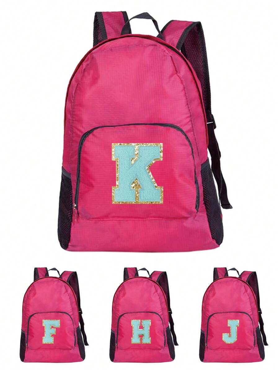 可折叠背包便携式旅行露营徒步旅行折叠包大容量超轻户外包，轻便，防水书包，适合毕业生、少女、大一、大二、大三和大四学生，大学和高中，非常适合户外、旅行、运动和返校，适合大学生的学校背包，非常适合大学、商务、工作、通勤、户外、徒步旅行、旅行、登山、体育场、运动、郊游、返校学校背包、书包、学校背包、返校、大背包、便携、可折叠、轻便，适合少女女大学生，非常适合返校、大学、初中、高中 - 粉色 - 查看 1