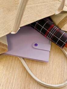 'Yo Soy Profesor' Cual Es Tu Superpoder Spanish Print Fashionable Cute Letter Pattern Storage Bag, Christmas Storage Bag, Linen Tote Bag, Hand Shopping Bag, Tote Bag, Lightweight Foldable Storage Bag, Simple Shopping Bag, Tote Bag, rThanksgiving Storage Bag, Thanksgiving Gifts For Friends And Besties, Gifts For Mothers, Suitable For Personal Travel Cosmetics, Shopping Bags, Large-Capacity Storage - Khaki - View 4