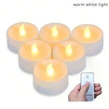 不燃LED蠟燭茶燈，電池供電，逼真假茶燭，閃爍LED電動柴燭，適用於節日、情人節、婚禮中心桌面裝飾 - 彩色 - 查看 1