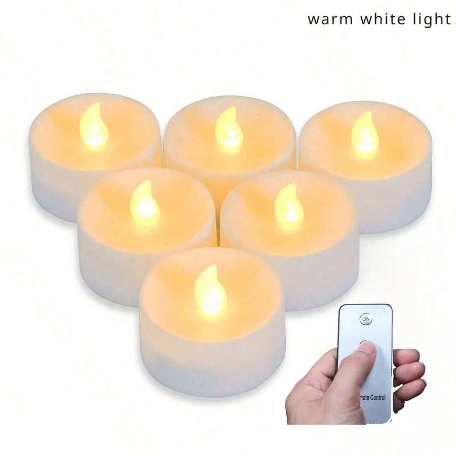 不燃LED蠟燭茶燈，電池供電，逼真假茶燭，閃爍LED電動柴燭，適用於節日、情人節、婚禮中心桌面裝飾 - 彩色 - 查看 1