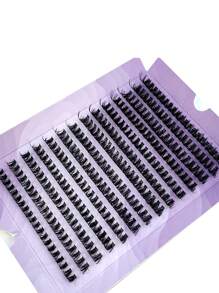 HBZGTLAD 280pcs/14rows 60/80pcs 0.05mm Ultra Fine False Eyelashes, 9-16mm Mixed Length, Faux Mink Eyelash Extension, 3D Russian Volume Individual Eyelash Cluster For Makeup, Black Lashes In Purple Box Packaging Lash Clusters,Eye Lash Clusters,Individual Eyelashes,Lashes,Fake Lashes - Black - View 3