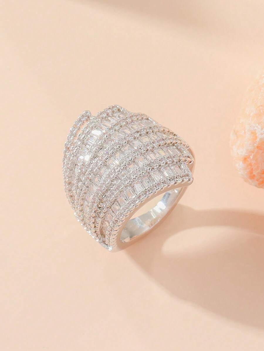Anillo zirconia cúbica - Plateado - Ver 1