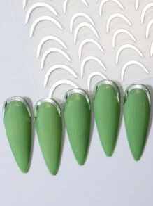 2pcs French Manicure Sticker Y2K Metal Stripe Design Rose Gold Waved Lines Adhesive Sliders Decals Decoration Tips Nail Stickers DIY - Multicolor - View 6