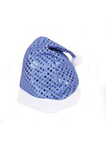 1 件彩色串珠成人鹿角聖誕帽,雙面亮片翻蓋帽裝飾,聖誕閃閃發光帽子 - 藍色 - 查看 4