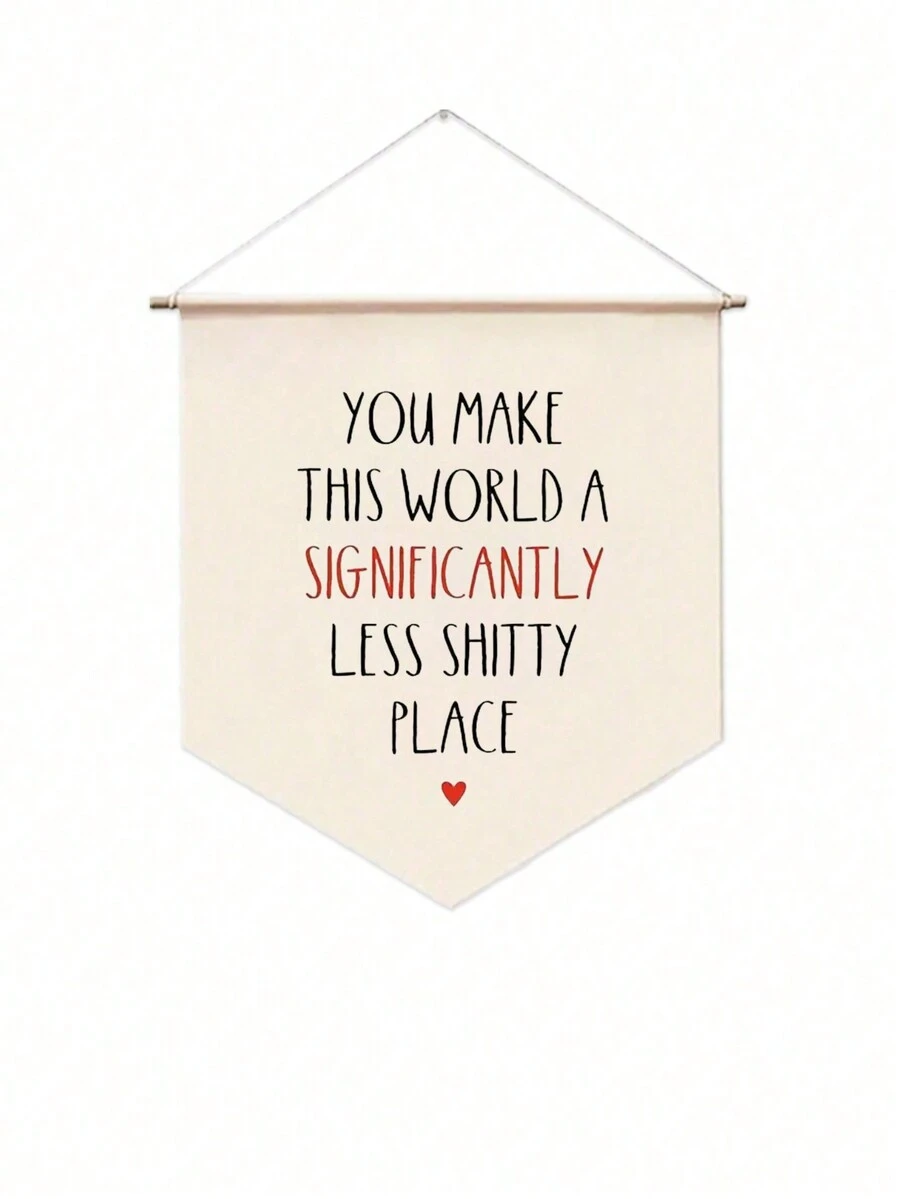 1 件勵志字母設計牆橫幅/帆布印刷品,家居裝飾,促進心理健康康復 - 杏色 - 查看 1