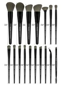 MAANGE 17件套专业化妆刷套装，柔软刷毛，方便携带，包含粉底刷、眼影刷、眉刷等，旅行必备。这款化妆刷套装包含各种化妆工具，是理想的化妆礼品套装。 - 黑色 - 查看 3