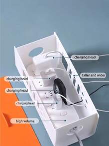 Power Strip Wire Organizer Box Cable Management Storage Box For Desktop Charger Plug Socket - White - View 2