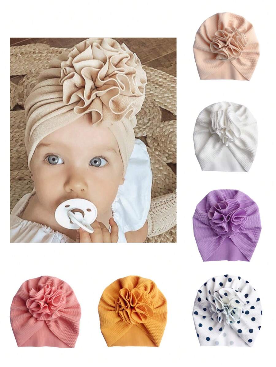 1pc Cute Soft Flower Hat For Baby Girls, Princess Style - White - View 1