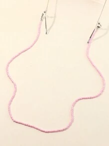 1 pieza Cadena para gafas con cuentas de perla blanca para niñas, no incluye las gafas, apta para uso diario - Rosa - Ver 1