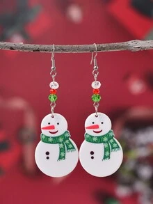 1對女士聖誕襪壓克力uv印刷耳環,派對假日耳飾 - 綠色 - 查看 7