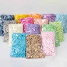 100g Llenador De Caja De Regalo De Hierba De Rafia Con Decoración De Cinta De Papel Triturado, Relleno De Canasta De Regalo Con Virutas De Papel - Celeste - Ver 2