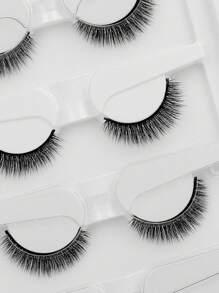 5對混合風格自粘式假睫毛,免膠可重複使用,自然捲翹持久效果 - 黑色 - 查看 6