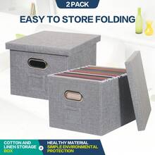 2 Gói Hộp Lưu Trữ Có Nắp Đậy, Hộp Đựng Hồ Sơ Vải Lanh Trang Trí Gấp Gọn, Thư Mục Treo, Tủ Văn Phòng, Đồ Ăn Nhẹ, Đồ Chơi, Dụng Cụ Và Các Loại Lưu Trữ Khác Trường Học Văn Phòng Gia Đình - Xám - Xem 1