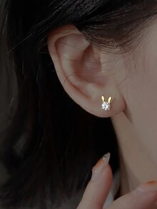 Nooxian 2 件/套女士钛钢心形耳环，高端耳垂滋养心脏耳饰 - 金黃色 - 查看 6