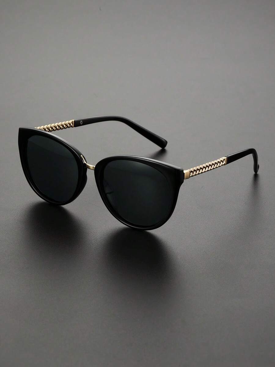 1副男士潮流大橢圓黑框時尚眼鏡,適用於度假戶外日常服飾配件 - 灰色 - 查看 1