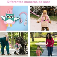 Mochila con Arnés y Correa para Niños Pequeños, Mochilas 4 en 1 para Niños con Forma de Dinosaurio y Eslabón para la Muñeca Antipérdida, Arneses para Niños y Correas para Pasear, Bonita Mochila con Cuerda para Niños y Niñas - Rosa - Ver 7