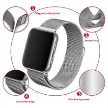 Stainless Steel Mesh Loop Magnet Closure Replacement Watchband Compatible With Apple Watch Series Ultra Se 8 7 6 5 4 3 2 1, Available For Size 38mm, 40mm, 41mm, 42mm, 44mm, 45mm And 49mm, Unisex - Pink - View 5