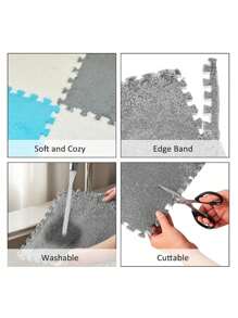 12入組毛絨拼圖泡沫地墊:為你的窗台、地毯和座椅提供舒適和保護!冬季地毯,12pcs,粉紅色毛絨泡沫墊,可拆卸和清洗,不易掉毛,適用於女孩的房間,方形鎖扣垫子,蓬鬆的區域墊,防滑舒適墊,泡沫墊,墊子,客廳,臥室,嬰兒幼兒墊,幼稚園裝飾 11.8英寸×11.8英寸 - 深灰色 - 查看 10