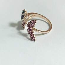 新款蝴蝶設計開放式戒指,時尚手部飾品,製造商直銷 - 玫紅色 - 查看 2