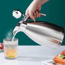 Thermal Coffee Carafe, 18/8 Stainless Steel Coffee Carafe for Hot Drinks, Double Wall Vacuum Insulated Coffee Carafe, 51 OZ Coffee Carafes for Keeping Hot Coffee& Tea with Cleaner Brush(Silver) - Silver - View 4