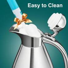 Thermal Coffee Carafe, 18/8 Stainless Steel Coffee Carafe for Hot Drinks, Double Wall Vacuum Insulated Coffee Carafe, 51 OZ Coffee Carafes for Keeping Hot Coffee& Tea with Cleaner Brush(Silver) - Silver - View 5