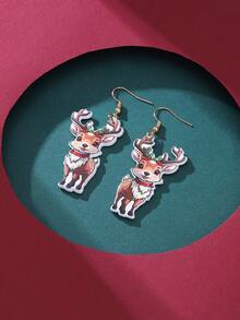 1pair Acrylic Christmas Reindeer Earrings For Women Festival Accessory - Fashion - View 9