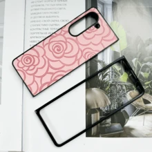 1 件玫瑰圖案防震 Pu 皮革手機殼 - 粉色 - 查看 2