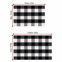 1pc Simple Soft Black & White Plaid Washable Doormat, Entrance Mat, Decorative Carpet - Black and White - View 2