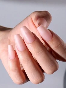 240 件/盒短梯形手工美甲技巧,霧面裸粉色假指甲,純色成品美甲指甲 - 橘色 - 查看 7