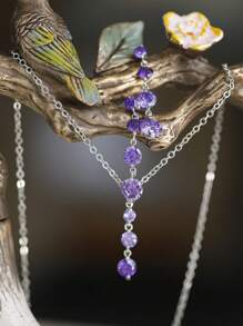 3 件組時尚歐美風格合金水鑽鎖骨鏈項鍊和耳釘,適合女士日常佩戴 - 首飾套裝 - 查看 1