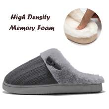 NineCiFun Women's slippers antiskid home cotton slippers memory foam slippers outdoor indoor warm comfortable plush lining bedroom slippers - 灰色 - 查看 7