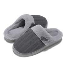 NineCiFun Women's slippers antiskid home cotton slippers memory foam slippers outdoor indoor warm comfortable plush lining bedroom slippers - 灰色 - 查看 4